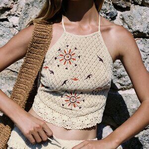 EMBROIDERED CROCHET TOP